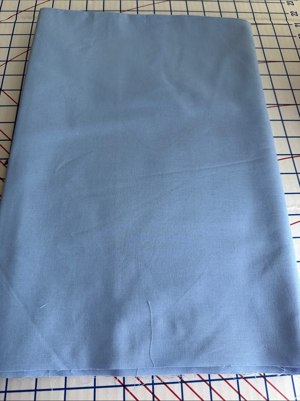Vintage Powder Blue Cotton Blend Fabric 4+ Yards Long Cut Yardage Sewing Fabric